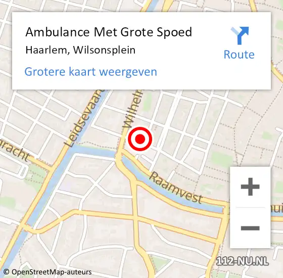 Locatie op kaart van de 112 melding: Ambulance Met Grote Spoed Naar Haarlem, Wilsonsplein op 25 december 2023 15:31