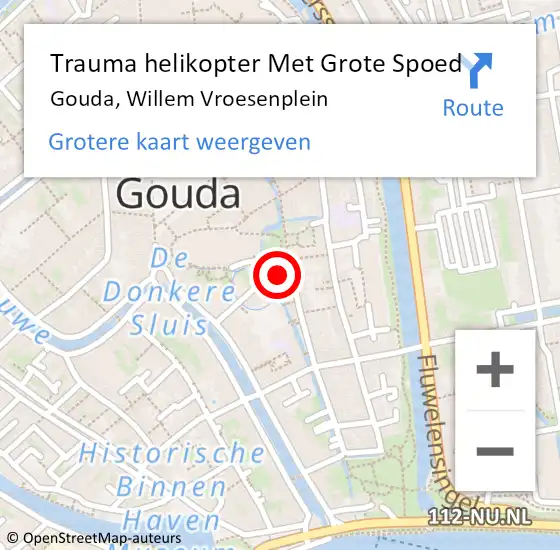 Locatie op kaart van de 112 melding: Trauma helikopter Met Grote Spoed Naar Gouda, Willem Vroesenplein op 25 december 2023 15:54