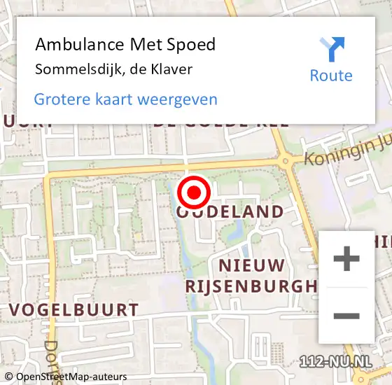 Locatie op kaart van de 112 melding: Ambulance Met Spoed Naar Sommelsdijk, de Klaver op 25 december 2023 16:01