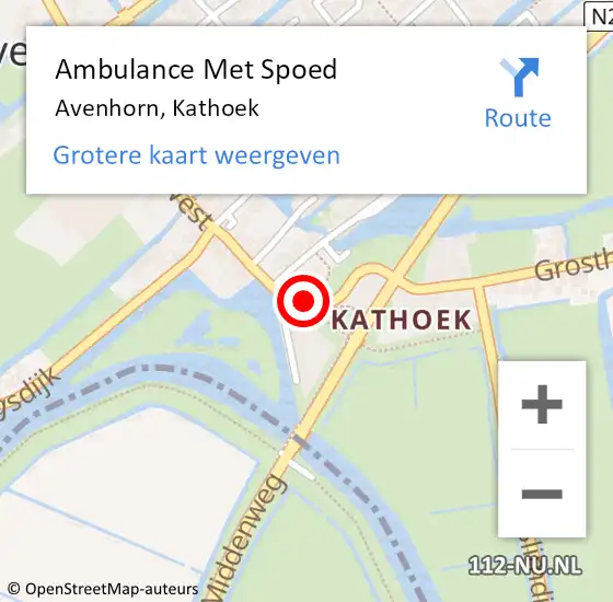 Locatie op kaart van de 112 melding: Ambulance Met Spoed Naar Avenhorn, Kathoek op 25 december 2023 16:13