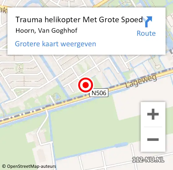 Locatie op kaart van de 112 melding: Trauma helikopter Met Grote Spoed Naar Hoorn, Van Goghhof op 25 december 2023 16:56