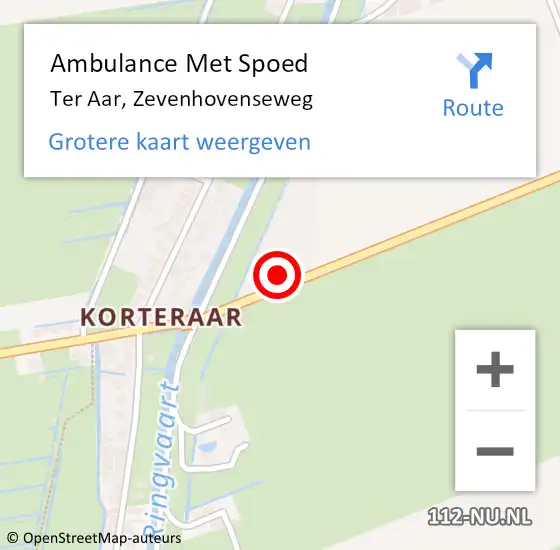 Locatie op kaart van de 112 melding: Ambulance Met Spoed Naar Ter Aar, Zevenhovenseweg op 25 december 2023 17:17