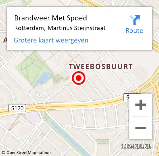 Locatie op kaart van de 112 melding: Brandweer Met Spoed Naar Rotterdam, Martinus Steijnstraat op 25 december 2023 17:22