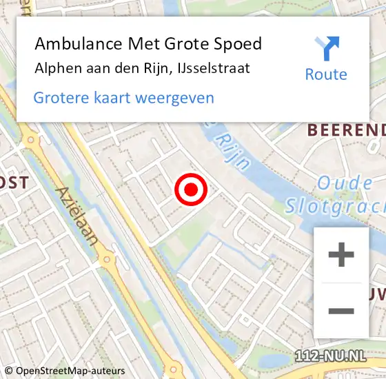 Locatie op kaart van de 112 melding: Ambulance Met Grote Spoed Naar Alphen aan den Rijn, IJsselstraat op 25 december 2023 17:22