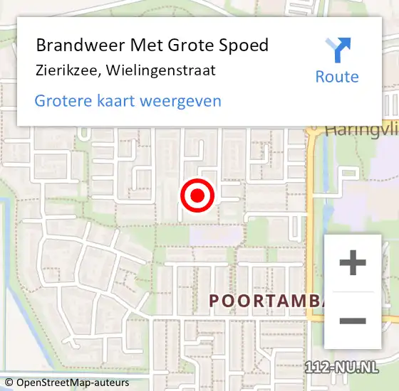 Locatie op kaart van de 112 melding: Brandweer Met Grote Spoed Naar Zierikzee, Wielingenstraat op 25 december 2023 17:27