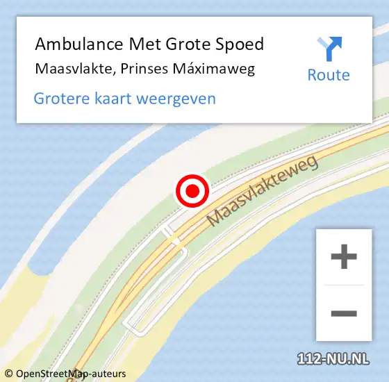 Locatie op kaart van de 112 melding: Ambulance Met Grote Spoed Naar Maasvlakte, Prinses Máximaweg op 25 december 2023 17:28