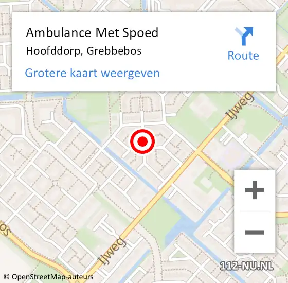 Locatie op kaart van de 112 melding: Ambulance Met Spoed Naar Hoofddorp, Grebbebos op 25 december 2023 17:40