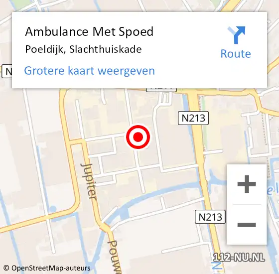 Locatie op kaart van de 112 melding: Ambulance Met Spoed Naar Poeldijk, Slachthuiskade op 25 december 2023 18:04