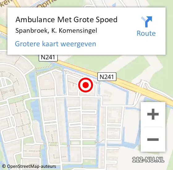 Locatie op kaart van de 112 melding: Ambulance Met Grote Spoed Naar Spanbroek, K. Komensingel op 25 december 2023 18:30