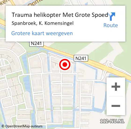 Locatie op kaart van de 112 melding: Trauma helikopter Met Grote Spoed Naar Spanbroek, K. Komensingel op 25 december 2023 18:30