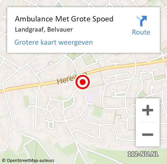 Locatie op kaart van de 112 melding: Ambulance Met Grote Spoed Naar Landgraaf, Belvauer op 19 september 2014 17:49