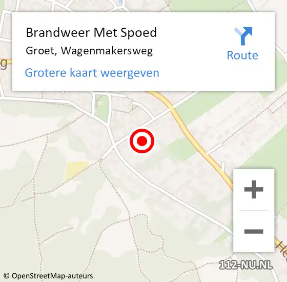 Locatie op kaart van de 112 melding: Brandweer Met Spoed Naar Groet, Wagenmakersweg op 25 december 2023 19:06