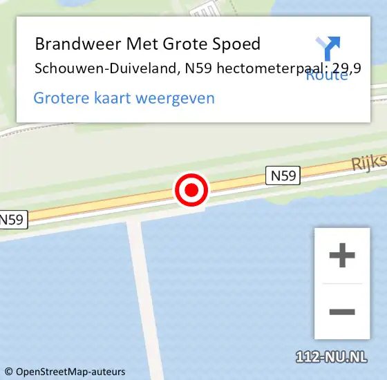 Locatie op kaart van de 112 melding: Brandweer Met Grote Spoed Naar Schouwen-Duiveland, N59 hectometerpaal: 29,9 op 25 december 2023 19:18