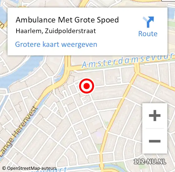 Locatie op kaart van de 112 melding: Ambulance Met Grote Spoed Naar Haarlem, Zuidpolderstraat op 25 december 2023 19:26