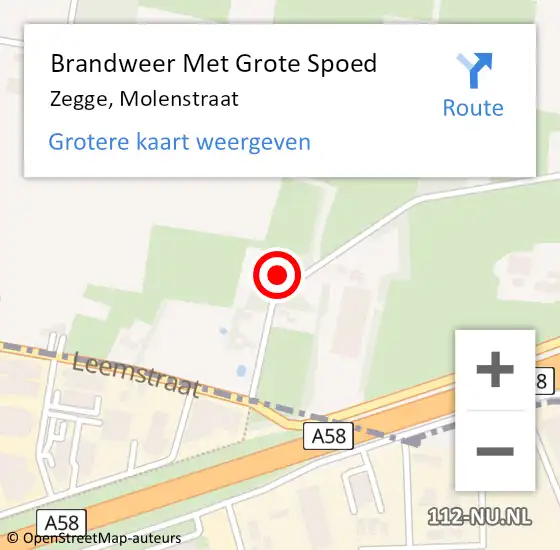 Locatie op kaart van de 112 melding: Brandweer Met Grote Spoed Naar Zegge, Molenstraat op 25 december 2023 19:43