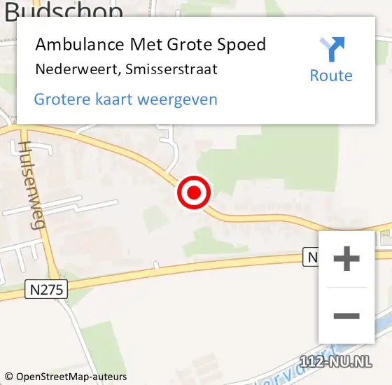 Locatie op kaart van de 112 melding: Ambulance Met Grote Spoed Naar Nederweert, Smisserstraat op 25 december 2023 20:04