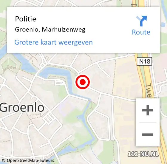 Locatie op kaart van de 112 melding: Politie Groenlo, Marhulzenweg op 25 december 2023 20:18