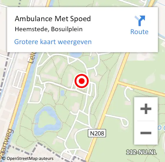 Locatie op kaart van de 112 melding: Ambulance Met Spoed Naar Heemstede, Bosuilplein op 25 december 2023 20:34