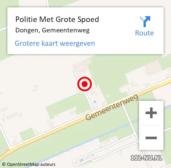 Locatie op kaart van de 112 melding: Politie Met Grote Spoed Naar Dongen, Gemeentenweg op 25 december 2023 20:47