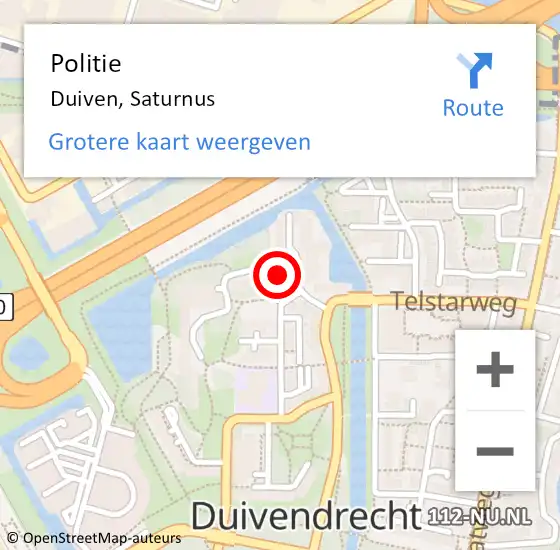 Locatie op kaart van de 112 melding: Politie Duiven, Saturnus op 25 december 2023 21:00