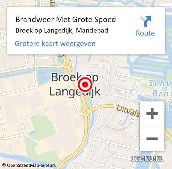 Locatie op kaart van de 112 melding: Brandweer Met Grote Spoed Naar Broek op Langedijk, Mandepad op 25 december 2023 21:06