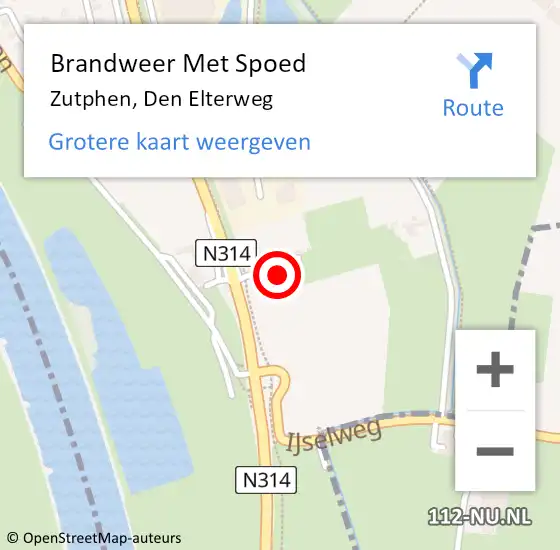 Locatie op kaart van de 112 melding: Brandweer Met Spoed Naar Zutphen, Den Elterweg op 25 december 2023 21:09