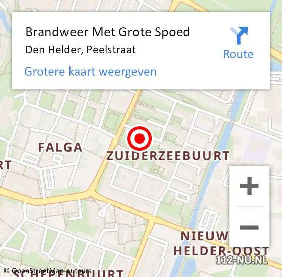 Locatie op kaart van de 112 melding: Brandweer Met Grote Spoed Naar Den Helder, Peelstraat op 25 december 2023 21:42