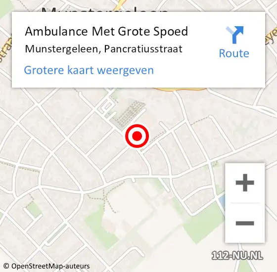 Locatie op kaart van de 112 melding: Ambulance Met Grote Spoed Naar Munstergeleen, Pancratiusstraat op 19 september 2014 18:05