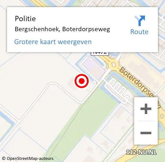 Locatie op kaart van de 112 melding: Politie Bergschenhoek, Boterdorpseweg op 25 december 2023 21:45