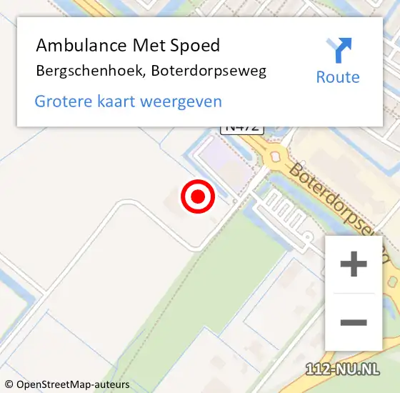 Locatie op kaart van de 112 melding: Ambulance Met Spoed Naar Bergschenhoek, Boterdorpseweg op 25 december 2023 21:47