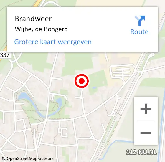 Locatie op kaart van de 112 melding: Brandweer Wijhe, de Bongerd op 25 december 2023 22:13