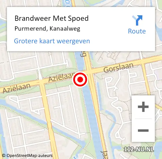 Locatie op kaart van de 112 melding: Brandweer Met Spoed Naar Purmerend, Kanaalweg op 25 december 2023 22:14