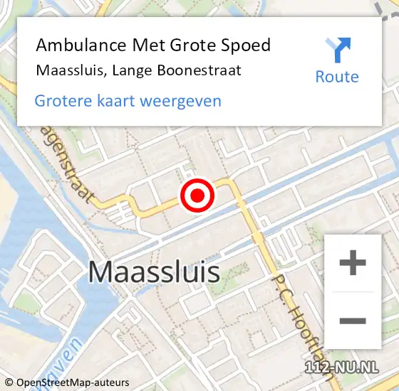 Locatie op kaart van de 112 melding: Ambulance Met Grote Spoed Naar Maassluis, Lange Boonestraat op 25 december 2023 22:36