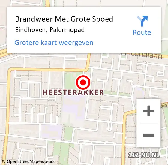 Locatie op kaart van de 112 melding: Brandweer Met Grote Spoed Naar Eindhoven, Palermopad op 25 december 2023 23:35