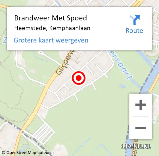 Locatie op kaart van de 112 melding: Brandweer Met Spoed Naar Heemstede, Kemphaanlaan op 25 december 2023 23:44