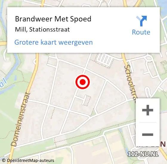 Locatie op kaart van de 112 melding: Brandweer Met Spoed Naar Mill, Stationsstraat op 25 december 2023 23:52