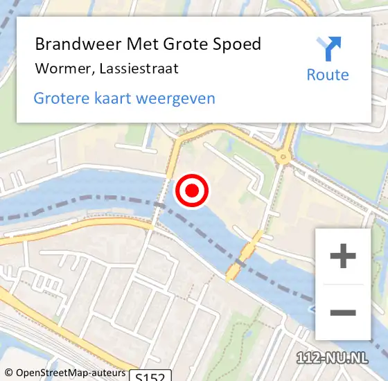 Locatie op kaart van de 112 melding: Brandweer Met Grote Spoed Naar Wormer, Lassiestraat op 26 december 2023 00:05