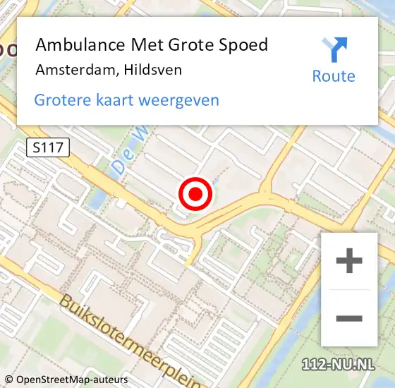 Locatie op kaart van de 112 melding: Ambulance Met Grote Spoed Naar Amsterdam, Hildsven op 26 december 2023 00:28