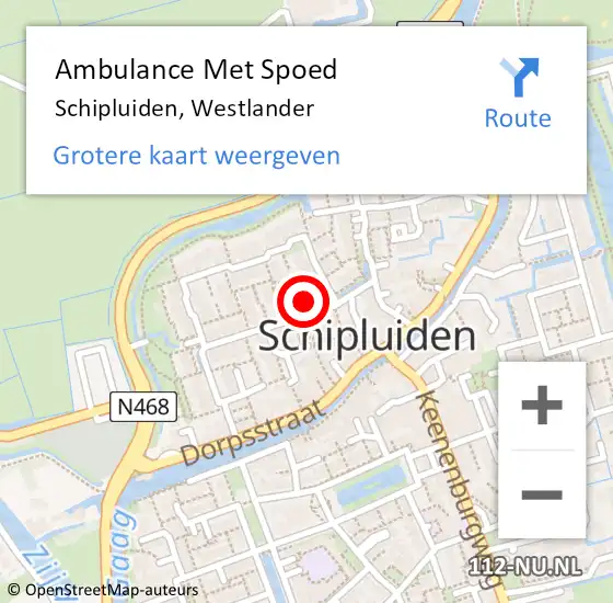 Locatie op kaart van de 112 melding: Ambulance Met Spoed Naar Schipluiden, Westlander op 26 december 2023 01:01