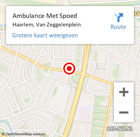 Locatie op kaart van de 112 melding: Ambulance Met Spoed Naar Haarlem, Van Zeggelenplein op 26 december 2023 02:05