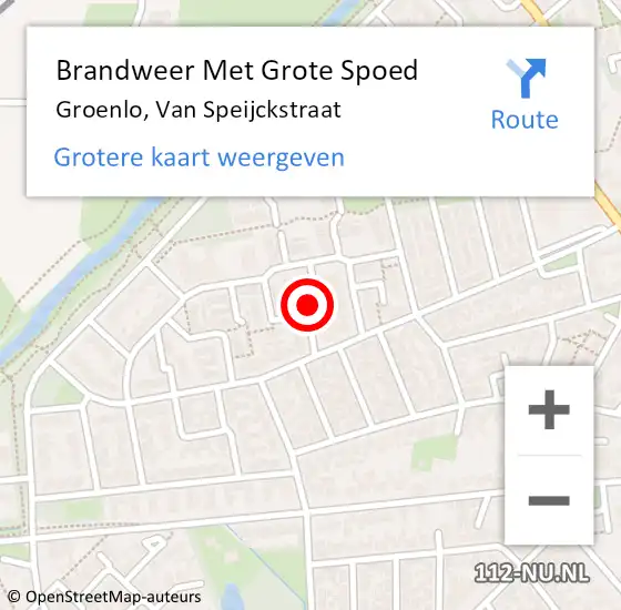 Locatie op kaart van de 112 melding: Brandweer Met Grote Spoed Naar Groenlo, Van Speijckstraat op 26 december 2023 02:33