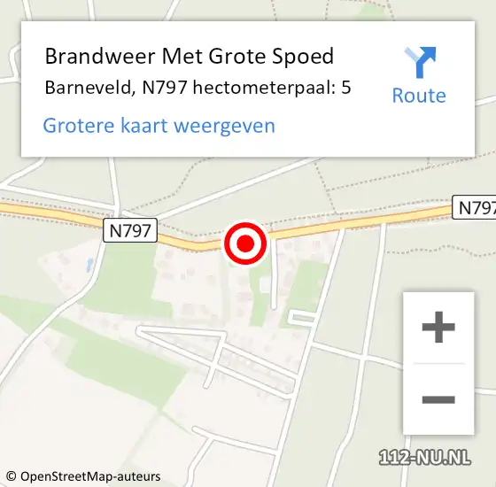Locatie op kaart van de 112 melding: Brandweer Met Grote Spoed Naar Barneveld, N797 hectometerpaal: 5 op 26 december 2023 03:21