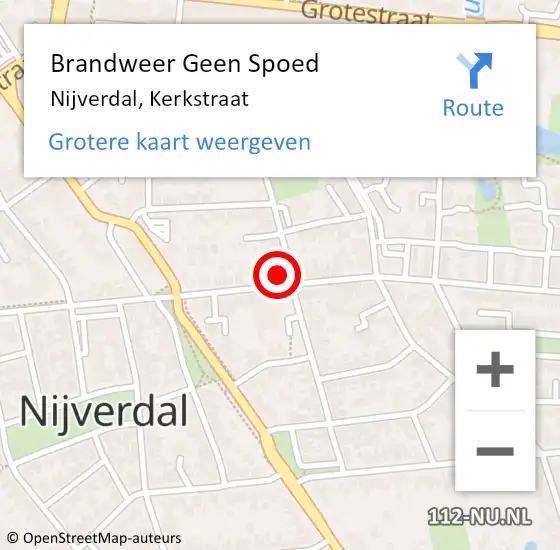 Locatie op kaart van de 112 melding: Brandweer Geen Spoed Naar Nijverdal, Kerkstraat op 26 december 2023 03:32