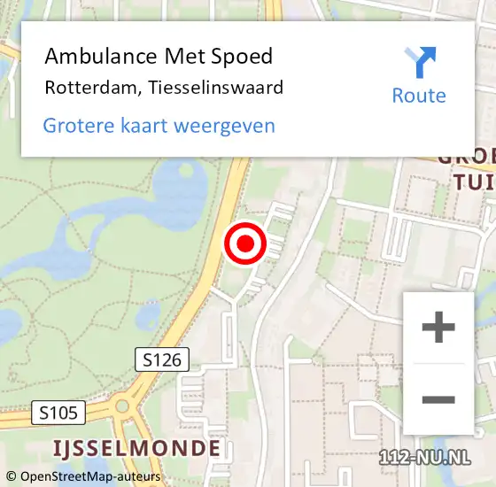 Locatie op kaart van de 112 melding: Ambulance Met Spoed Naar Rotterdam, Tiesselinswaard op 26 december 2023 03:42