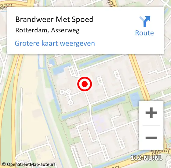 Locatie op kaart van de 112 melding: Brandweer Met Spoed Naar Rotterdam, Asserweg op 26 december 2023 03:58