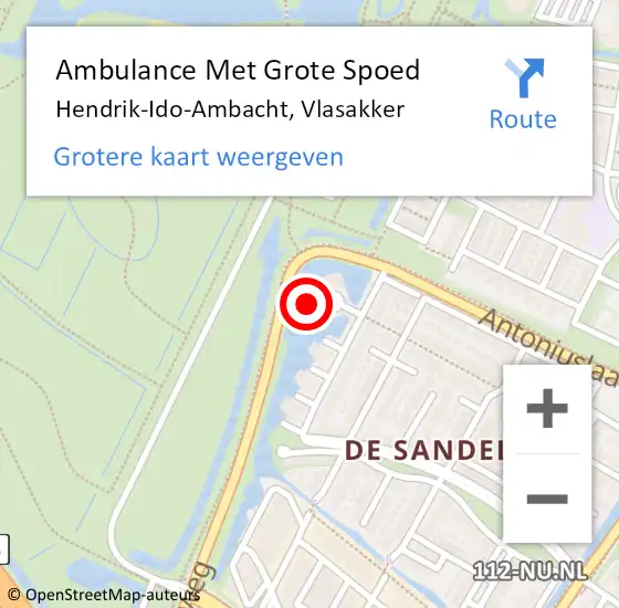 Locatie op kaart van de 112 melding: Ambulance Met Grote Spoed Naar Hendrik-Ido-Ambacht, Vlasakker op 26 december 2023 04:05