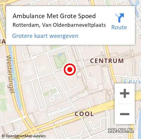 Locatie op kaart van de 112 melding: Ambulance Met Grote Spoed Naar Rotterdam, Van Oldenbarneveltplaats op 26 december 2023 04:22