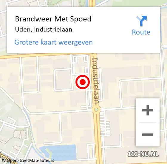 Locatie op kaart van de 112 melding: Brandweer Met Spoed Naar Uden, Industrielaan op 26 december 2023 04:50