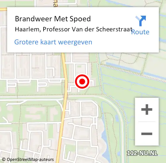 Locatie op kaart van de 112 melding: Brandweer Met Spoed Naar Haarlem, Professor Van der Scheerstraat op 26 december 2023 05:27