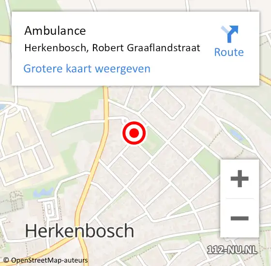 Locatie op kaart van de 112 melding: Ambulance Herkenbosch, Robert Graaflandstraat op 19 september 2014 18:34